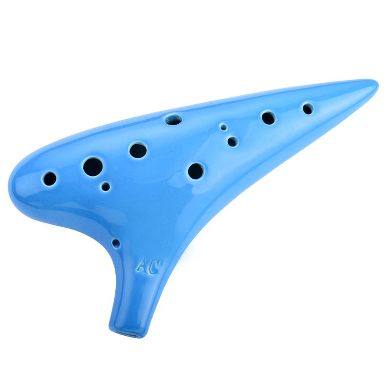 awef Joy of Wood Thrush 12 Hole Alto C Sweet Potato Ocarina Pottery Ocarina with a Protective Bag and Songbooks (Water Blue) - Image 1
